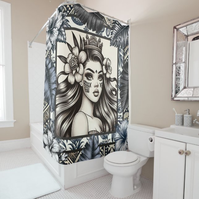 Polynesian Princess Blue Floral Tribal (In Situ)