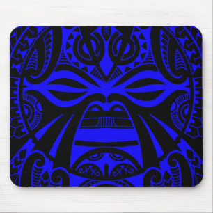 Polynesian tiki mask tattoo totem face mouse pad