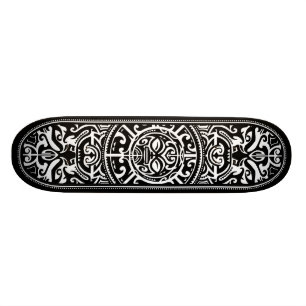 Polynesian Tribal Face Black and White Skateboard