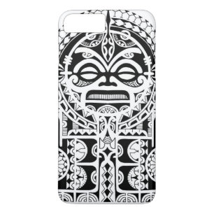 Polynesian tribal tattoo design with tiki mask Case-Mate iPhone case