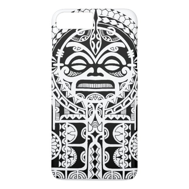 Polynesian tribal tattoo design with tiki mask Case-Mate iPhone case (Back)