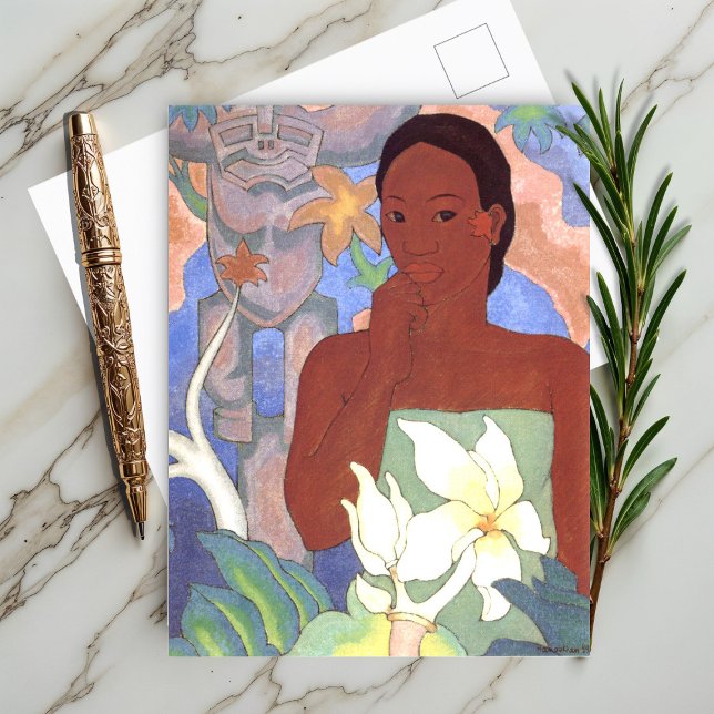 Polynesian Woman and Tiki  Postcard (Creator Uploaded)