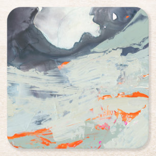Polyphonic Sea - Beige Square Paper Coaster