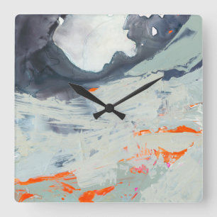 Polyphonic Sea - Beige Square Wall Clock