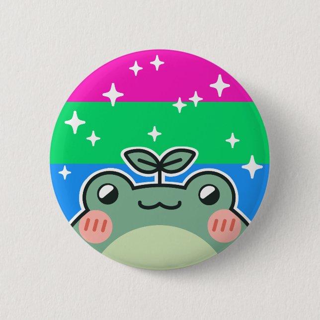 Polysexual LGBT Pride Flag Frog 2 Inch Round Button (Front)