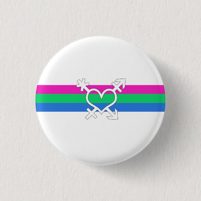 Polysexual Pride Flag 1 Inch Round Button (Front)