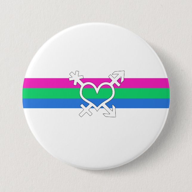 Polysexual Pride Flag 3 Inch Round Button (Front)