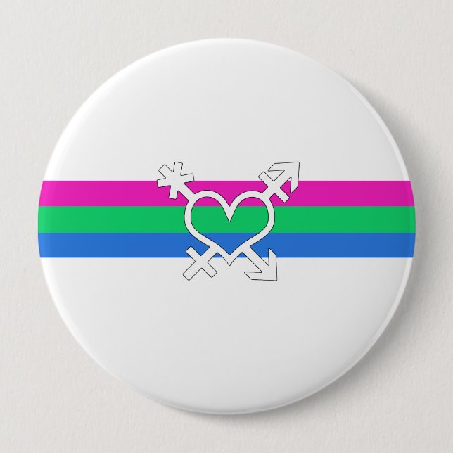Polysexual Pride Flag 4 Inch Round Button (Front)