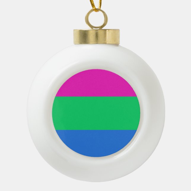 Polysexual Pride Flag Ceramic Ball Christmas Ornament (Front)