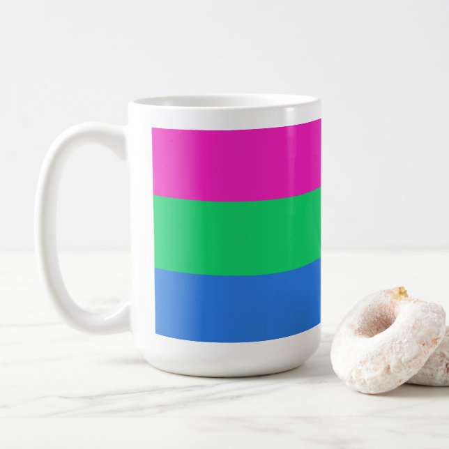 Polysexual Pride Flag Coffee Mug (With Donut)