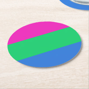 Polysexual Pride Flag Round Paper Coaster