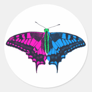 Polysexual Pride Flag Swallowtail Butterfly Classic Round Sticker