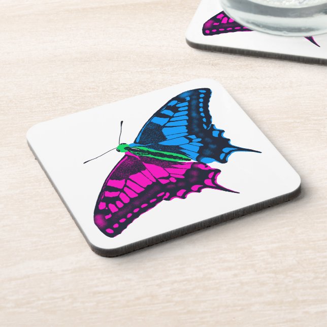 Polysexual Pride Flag Swallowtail Butterfly Coaster (Left Side)