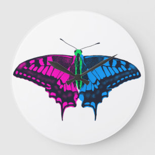 Polysexual Pride Flag Swallowtail Butterfly Large Clock