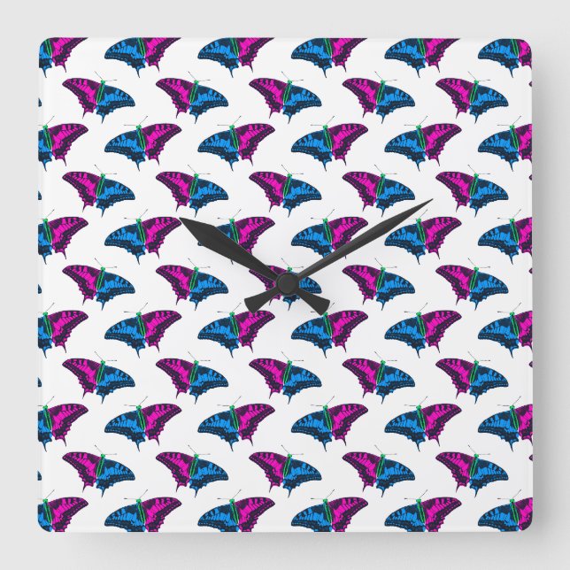 Polysexual Pride Flag Swallowtail Butterfly Square Wall Clock (Front)