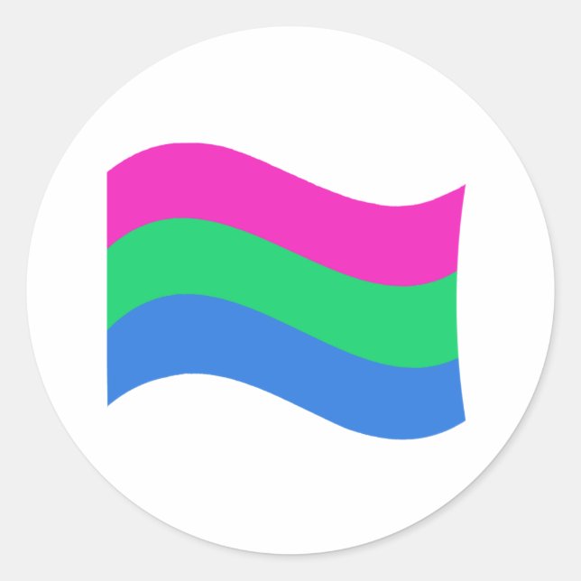 Polysexual Pride Wavy Flag Classic Round Sticker (Front)