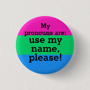 Polysexuality Flag with Use my name, please! 1 Inch Round Button