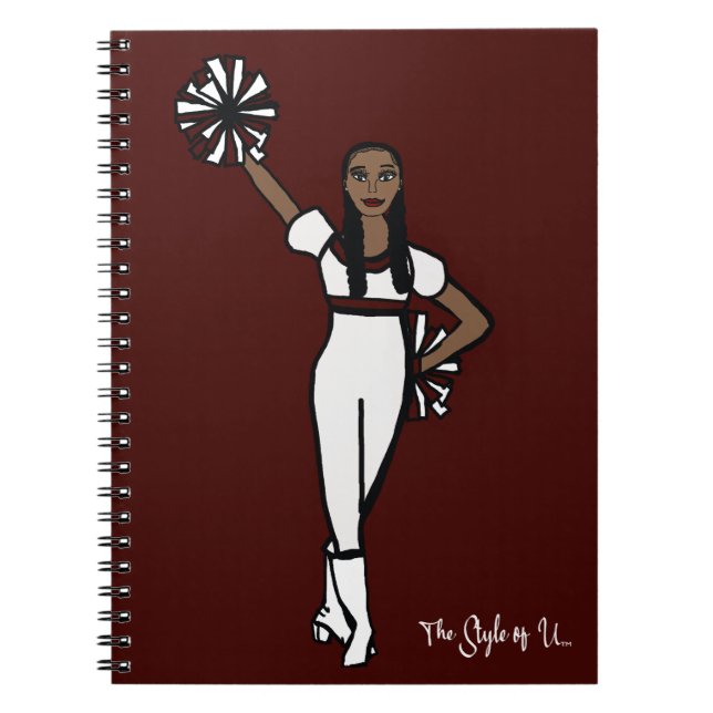Pom Dancer White Burgundy Accent P Notebook (Front)