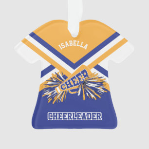 Pom-pom girl d'or, bleu-foncé et blanc