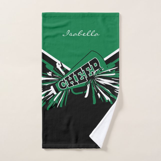 Pom-pom girl en noir, Kelly Green, blanc (Serviette à main)