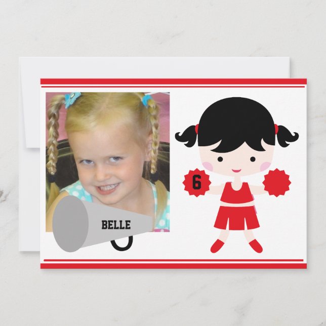 Pom-pom girl photo rouge personnalisé Invitation d (Devant)