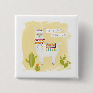 Pom Pom Llama Rama- Save the Drama for Your Llama 2 Inch Square Button