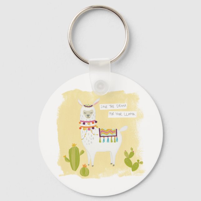 Pom Pom Llama Rama- Save the Drama for Your Llama Keychain (Front)