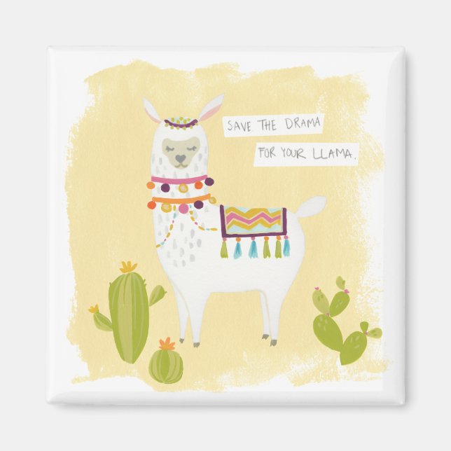 Pom Pom Llama Rama- Save the Drama for Your Llama Magnet (Front)