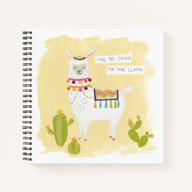 Pom Pom Llama Rama- Save the Drama for Your Llama Notebook (Front)