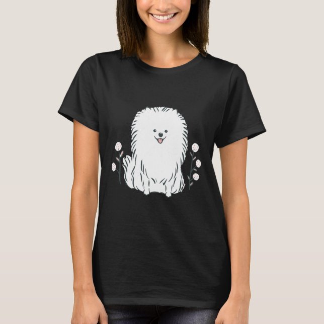 Pom Pom Puppy Dog Pomeranian White T-Shirt (Front)
