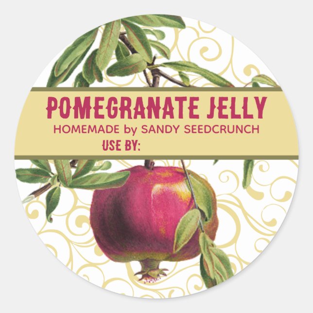Pom pomegranate personalized fruit canning label (Front)