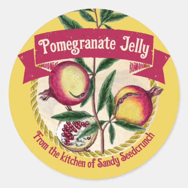 Pom pomegranate personalized fruit canning label (Front)