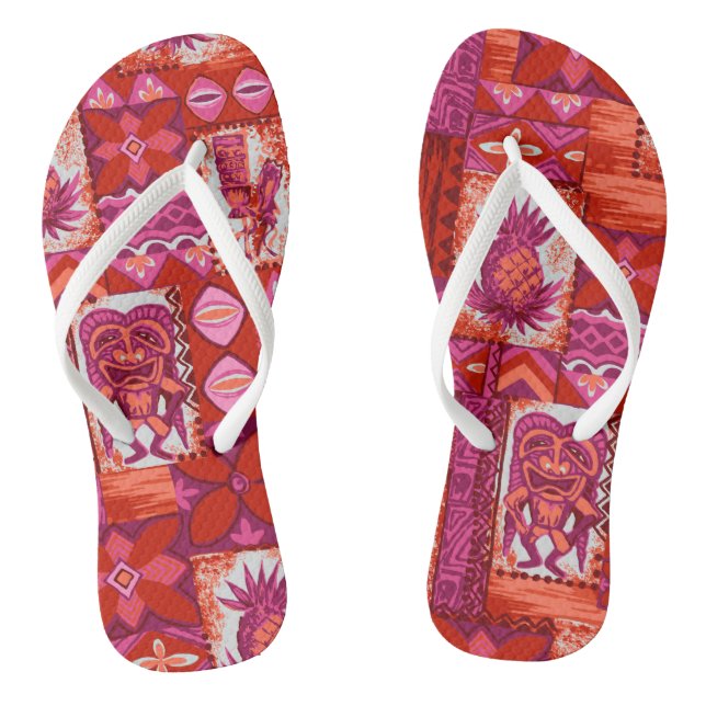 Pomaika’i Tiki Hawaiian Vintage Tapa Flip Flops (Footbed)