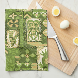 Pomaika’i Tiki Hawaiian Vintage Tapa Kitchen Towel