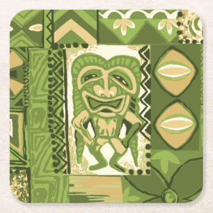 Pomaika’i Tiki Hawaiian Vintage Tapa Square Paper Coaster
