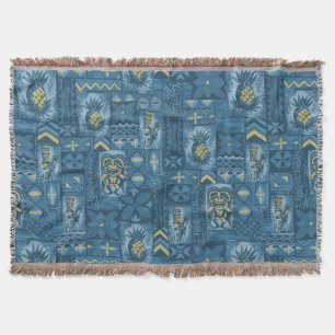 Pomaika’i Tiki Hawaiian Vintage Tapa Throw Blanket