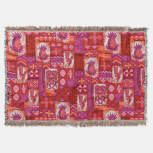 Pomaika’i Tiki Hawaiian Vintage Tapa Throw Blanket