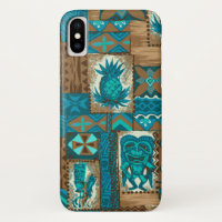 Pomaika’i Tiki Hawaiian Vintage Tapa Turq