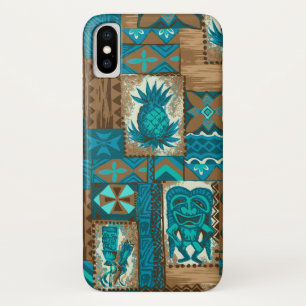 Pomaika’i Tiki Hawaiian Vintage Tapa Turq Case-Mate iPhone Case