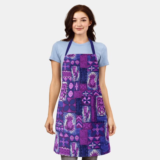Pomaika’i Tiki Hawaiian Vintage Tapa Violet Apron (Worn)