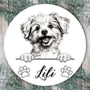 Pomapoo Dog Hand Drawing Personalized Classic Round Sticker