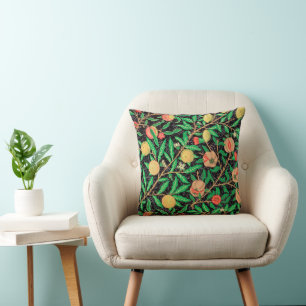 Pomegranate and Flowers on Branches Throw Pillow