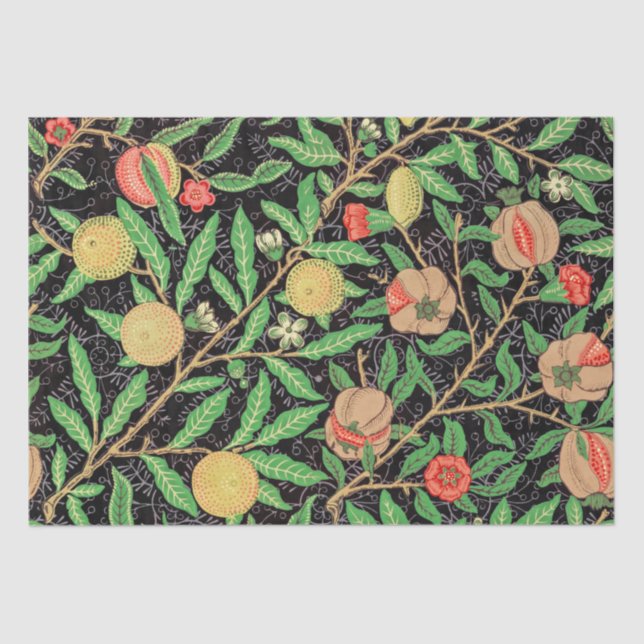 Pomegranate and Flowers on Branches Tissue Paper (Front)