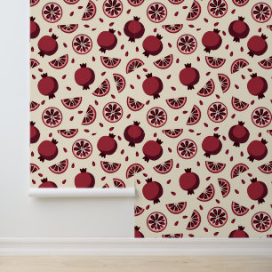 Pomegranate and Fruit Slice Pattern Wallpaper