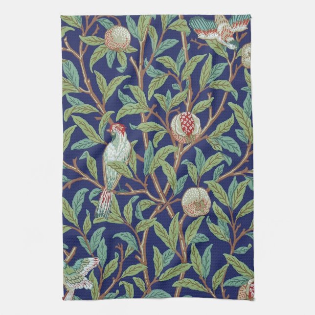 Pomegranate and Little Bird, William Morris Kitchen Towel (Vertical)