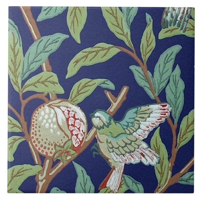Pomegranate and Little Bird, William Morris Tile (Front)
