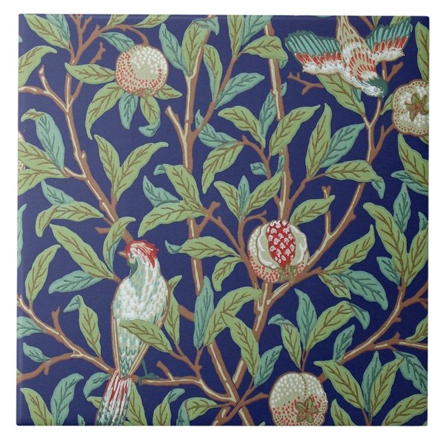 Pomegranate and Little Bird, William Morris Tile (Front)