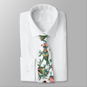 Pomegranate and Lovebirds Pattern Tie