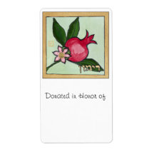 Pomegranate bookplate on white background
