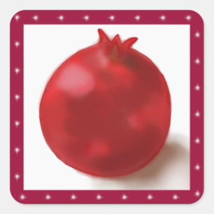 Pomegranate Cute Red drawing Square Sticker